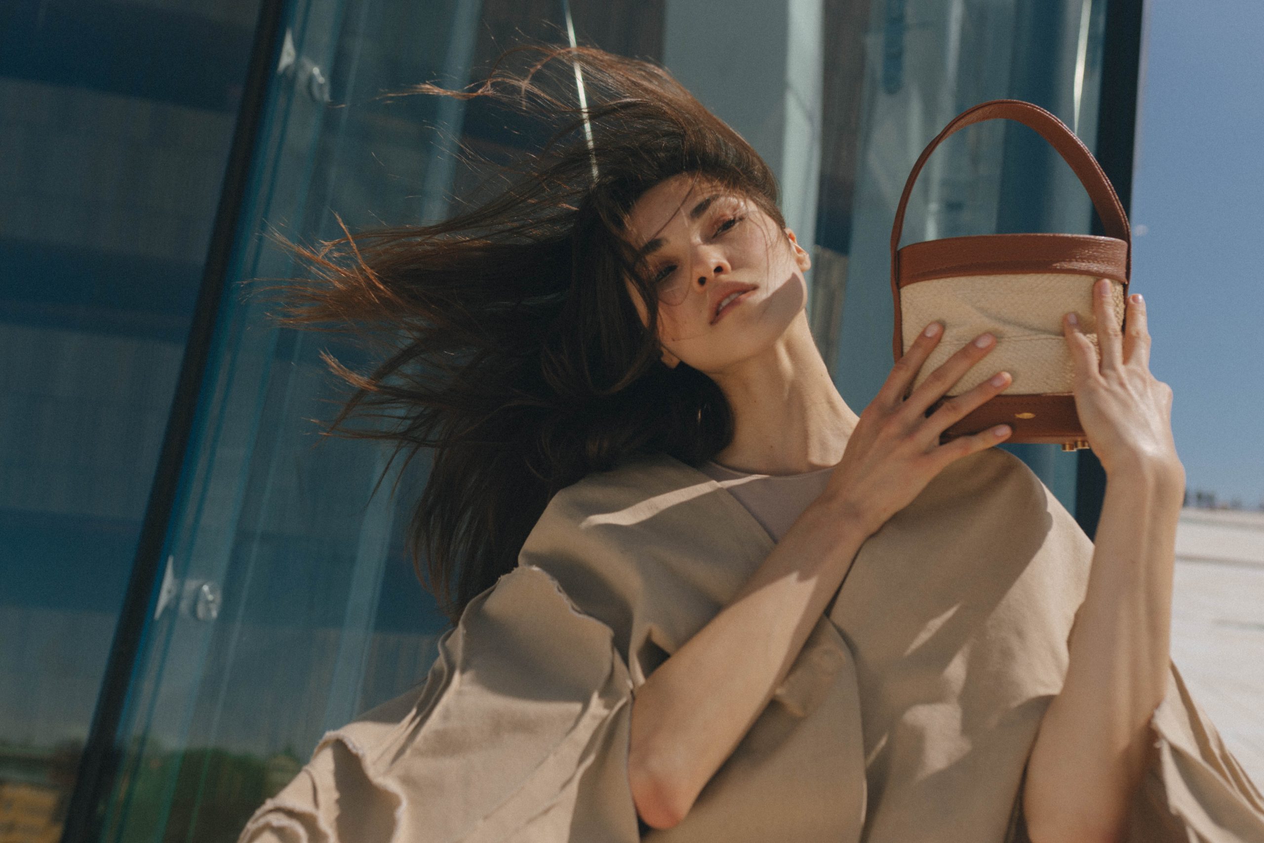 Fiskin handbag in an editorial campaign